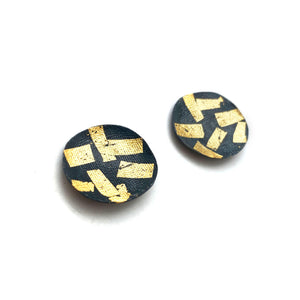 Medium Black and Gold Nasturtium Leaf Earrings-Earrings-Myung Urso-Pistachios