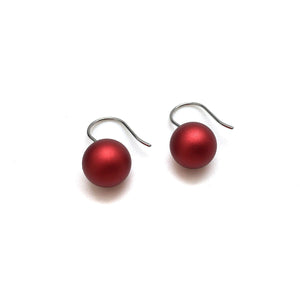 Medium Red Ball Earrings-Earrings-Ursula Muller-Pistachios