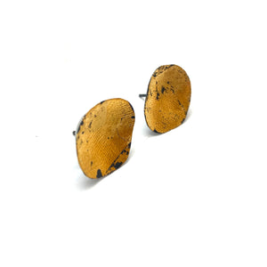 Medium Small Black and Gold Nasturtium Leaf Earrings-Earrings-Myung Urso-Pistachios