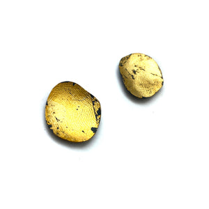 Medium Small Black and Gold Nasturtium Leaf Earrings-Earrings-Myung Urso-Pistachios