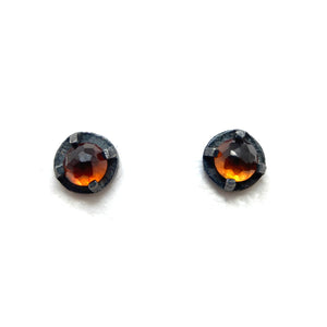 Mini Carved Studs - Hessonite Garnet-Earrings-Heather Guidero-Pistachios
