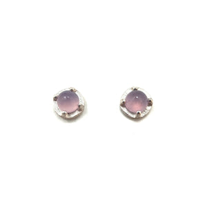 Mini Carved Studs - Pink Chalcedony-Earrings-Heather Guidero-Pistachios