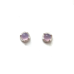 Mini Carved Studs - Pink Chalcedony-Earrings-Heather Guidero-Pistachios