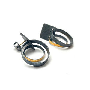 Mini Double Hoop Earrings - Black and Gold-Earrings-Heather Guidero-Pistachios