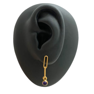 Mini Link Amethyst Earrings-Earrings-Emily Rogstad-Pistachios