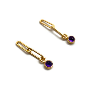 Mini Link Amethyst Earrings-Earrings-Emily Rogstad-Pistachios
