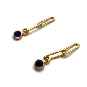 Mini Link Amethyst Earrings-Earrings-Emily Rogstad-Pistachios