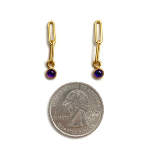 Mini Link Amethyst Earrings-Earrings-Emily Rogstad-Pistachios