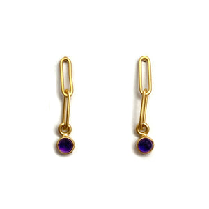 Mini Link Amethyst Earrings-Earrings-Emily Rogstad-Pistachios