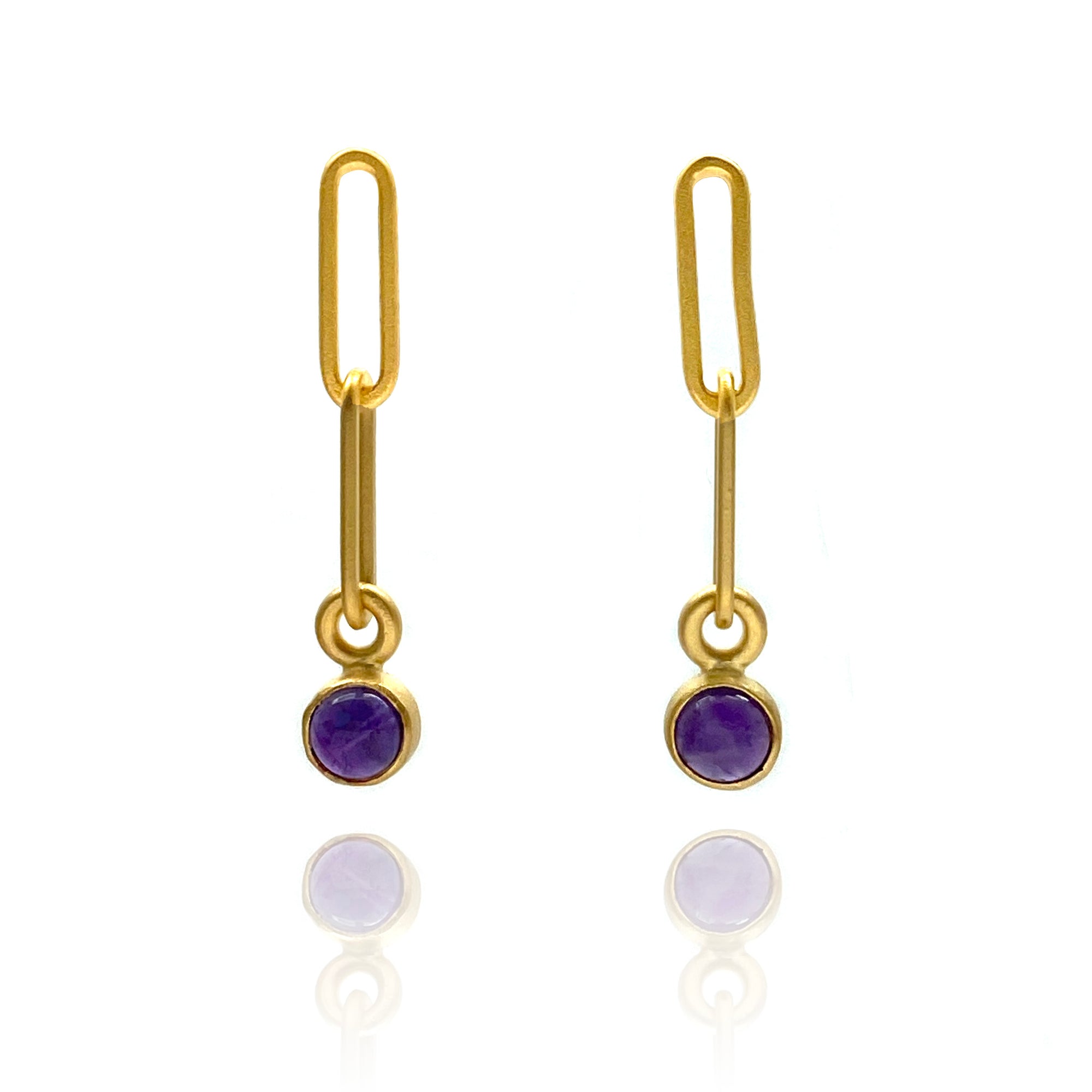 Mini Link Amethyst Earrings-Earrings-Emily Rogstad-Pistachios