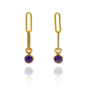 Mini Link Amethyst Earrings-Earrings-Emily Rogstad-Pistachios