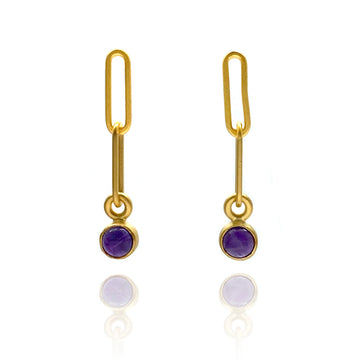 Mini Link Amethyst Earrings