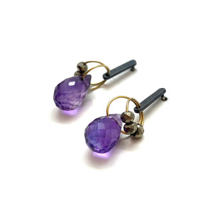 Mini Tangle Studs - Amethyst and Pyrite-Earrings-Heather Guidero-Pistachios