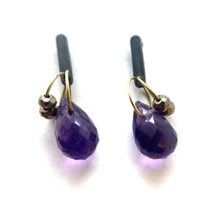 Mini Tangle Studs - Amethyst and Pyrite-Earrings-Heather Guidero-Pistachios