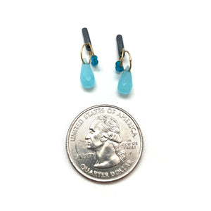 Mini Tangle Studs - Blue Chalcedony and Apatite-Earrings-Heather Guidero-Pistachios