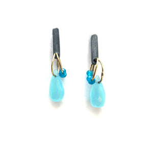 Mini Tangle Studs - Blue Chalcedony and Apatite-Earrings-Heather Guidero-Pistachios