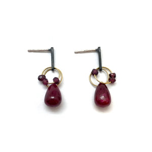 Mini Tangle Studs - Ruby and Garnet-Earrings-Heather Guidero-Pistachios