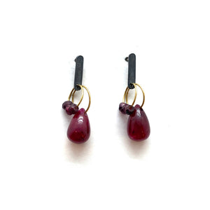 Mini Tangle Studs - Ruby and Garnet-Earrings-Heather Guidero-Pistachios