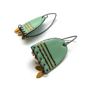 Mint and Gold Enamel Earrings-Earrings-Jenne Rayburn-Pistachios