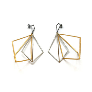 Mixed Large Geometric Layered Drops-Earrings-Veronika Majewska-Pistachios