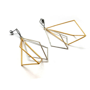 Mixed Large Geometric Layered Drops-Earrings-Veronika Majewska-Pistachios