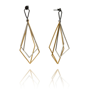 Mixed Large Geometric Layered Drops-Earrings-Veronika Majewska-Pistachios