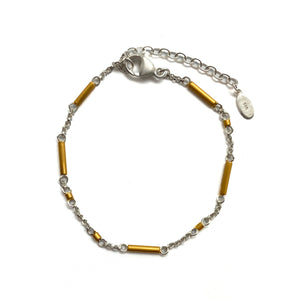 Mixed Metal Bar Bracelet-Bracelets-Manuela Carl-Pistachios
