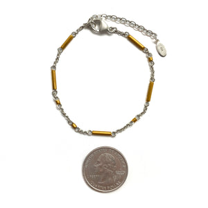 Mixed Metal Bar Bracelet-Bracelets-Manuela Carl-Pistachios