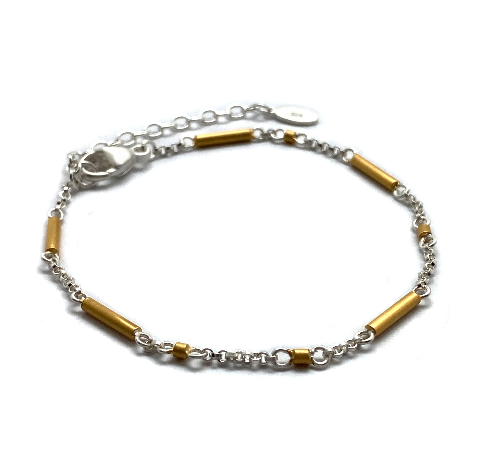 Mixed Metal Bar Bracelet-Bracelets-Manuela Carl-Pistachios