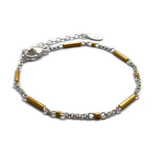 Mixed Metal Bar Bracelet-Bracelets-Manuela Carl-Pistachios