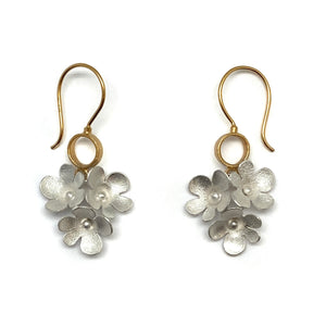 Mixed Metal Flower Drops-Earrings-Anna Krol-Pistachios
