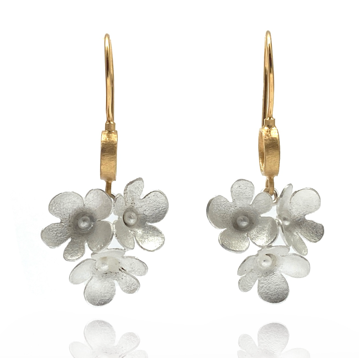 Mixed Metal Flower Drops-Earrings-Anna Krol-Pistachios