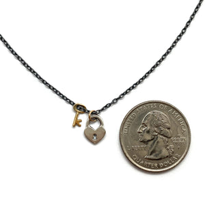 Mixed Metal Lock and Key Necklace-Necklaces-Luana Coonen-Pistachios
