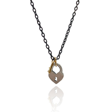 Mixed Metal Lock and Key Necklace