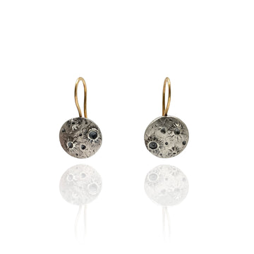 Mixed Metal Moon Earrings