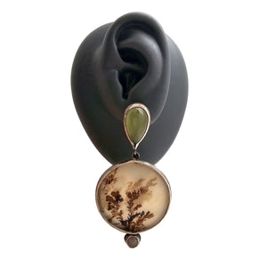 Mixed Stone Asymmetrical Bezel Earrings-Earrings-Lori Francescutti-Pistachios