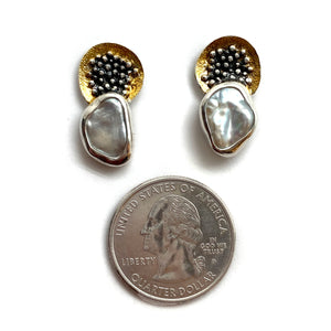 Mixed Textured Pearl Studs-Earrings-Eva Stone-Pistachios