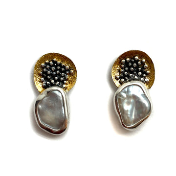 Mixed Textured Pearl Studs