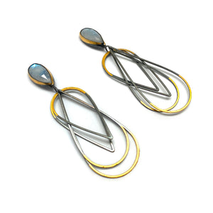 Moonstone Mixed Metal Earrings-Earrings-Austin Titus-Pistachios