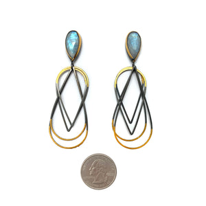 Moonstone Mixed Metal Earrings-Earrings-Austin Titus-Pistachios