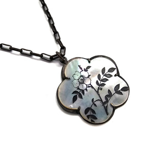 Mother of Pearl Flower Pendant-Necklaces-Kelly Jean Conroy-Pistachios