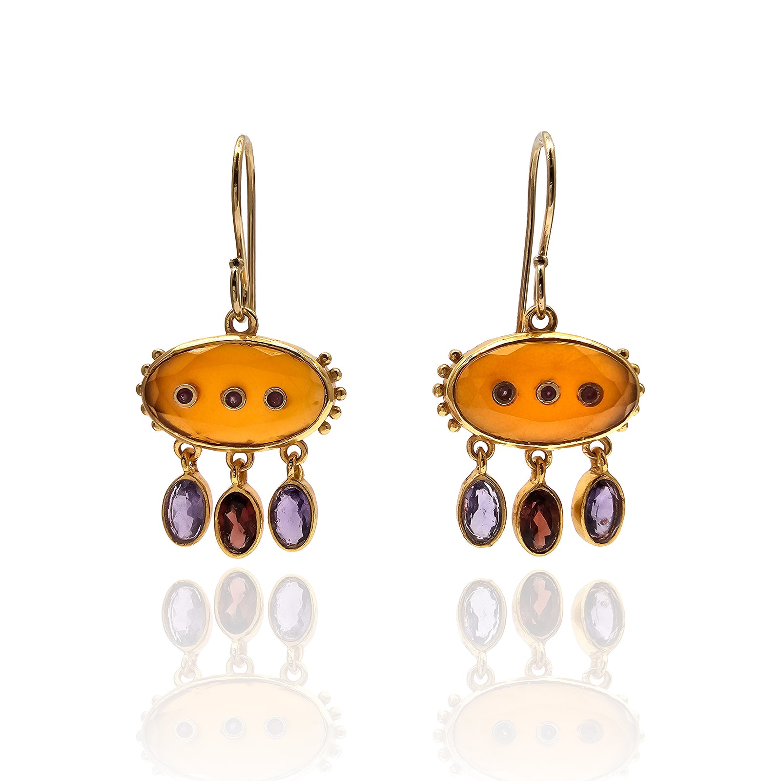 Multi-Color Oval Droplet Earrings-Earrings-Julia Cabral-Pistachios