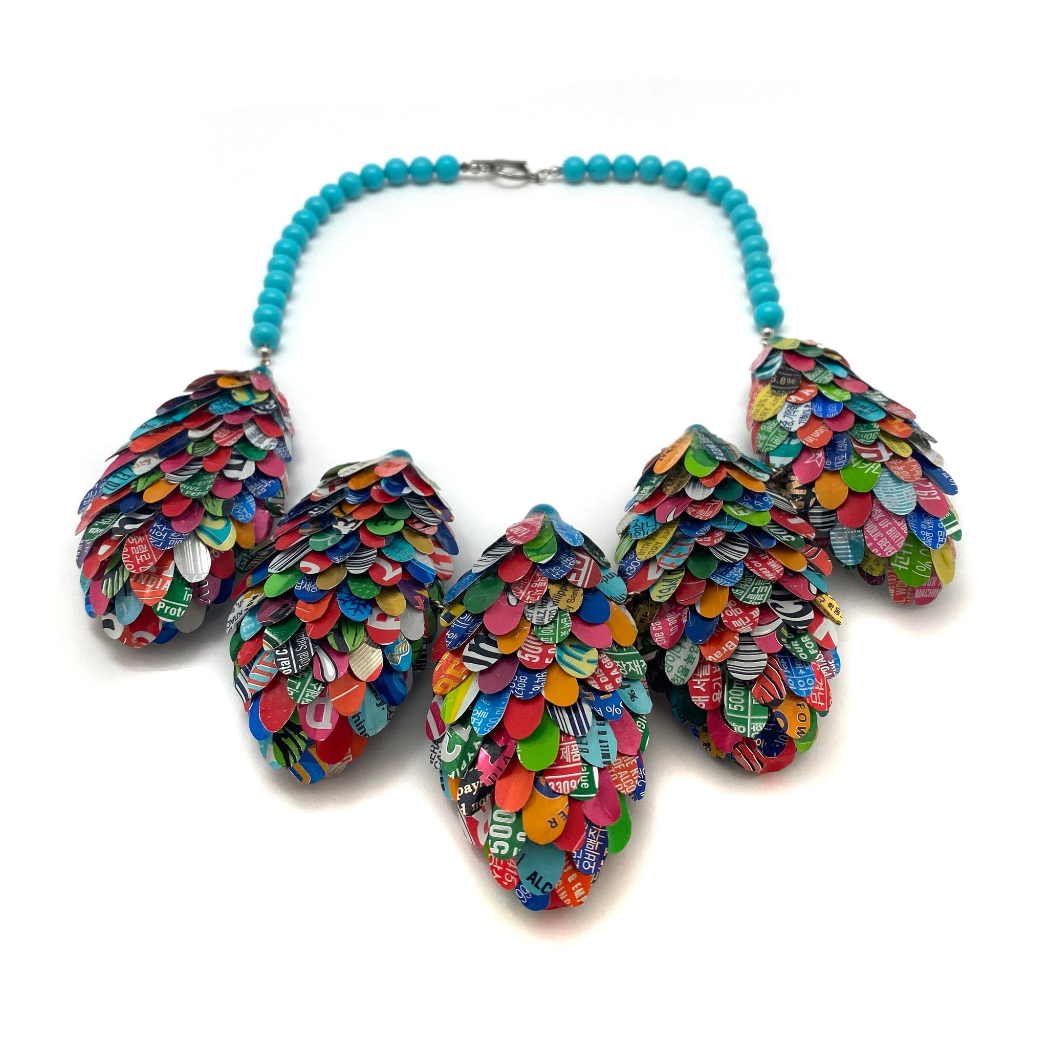 Statement Necklace Silver tone Multicolor Faceted Bead Costume Jewelry  16-18