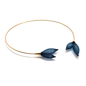 Navy Blossom Collar Necklace-Necklaces-Dorine Decayeux-Pistachios