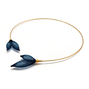 Navy Blossom Collar Necklace-Necklaces-Dorine Decayeux-Pistachios