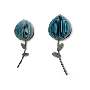 Navy Blue Blooming Flower Earrings-Earrings-Naoko Yoshizawa-Pistachios