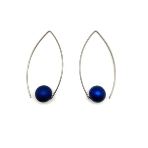 Navy Blue Inverted Sphere Earrings-Earrings-Ursula Muller-Pistachios