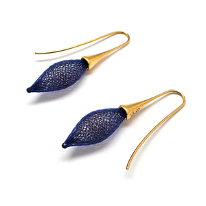 Navy Nylon Bulb Earrings-Earrings-Dorine Decayeux-Pistachios
