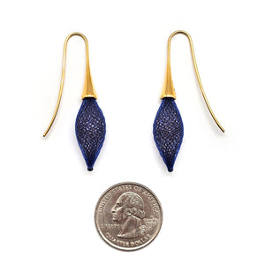 Navy Nylon Bulb Earrings-Earrings-Dorine Decayeux-Pistachios
