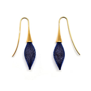 Navy Nylon Bulb Earrings-Earrings-Dorine Decayeux-Pistachios